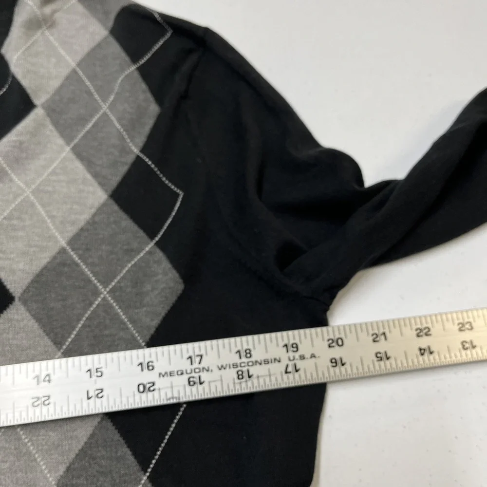 Banana Republic Sweater Black Argyle Silk‎ Cashmere Blend Pullover V Neck Mens M